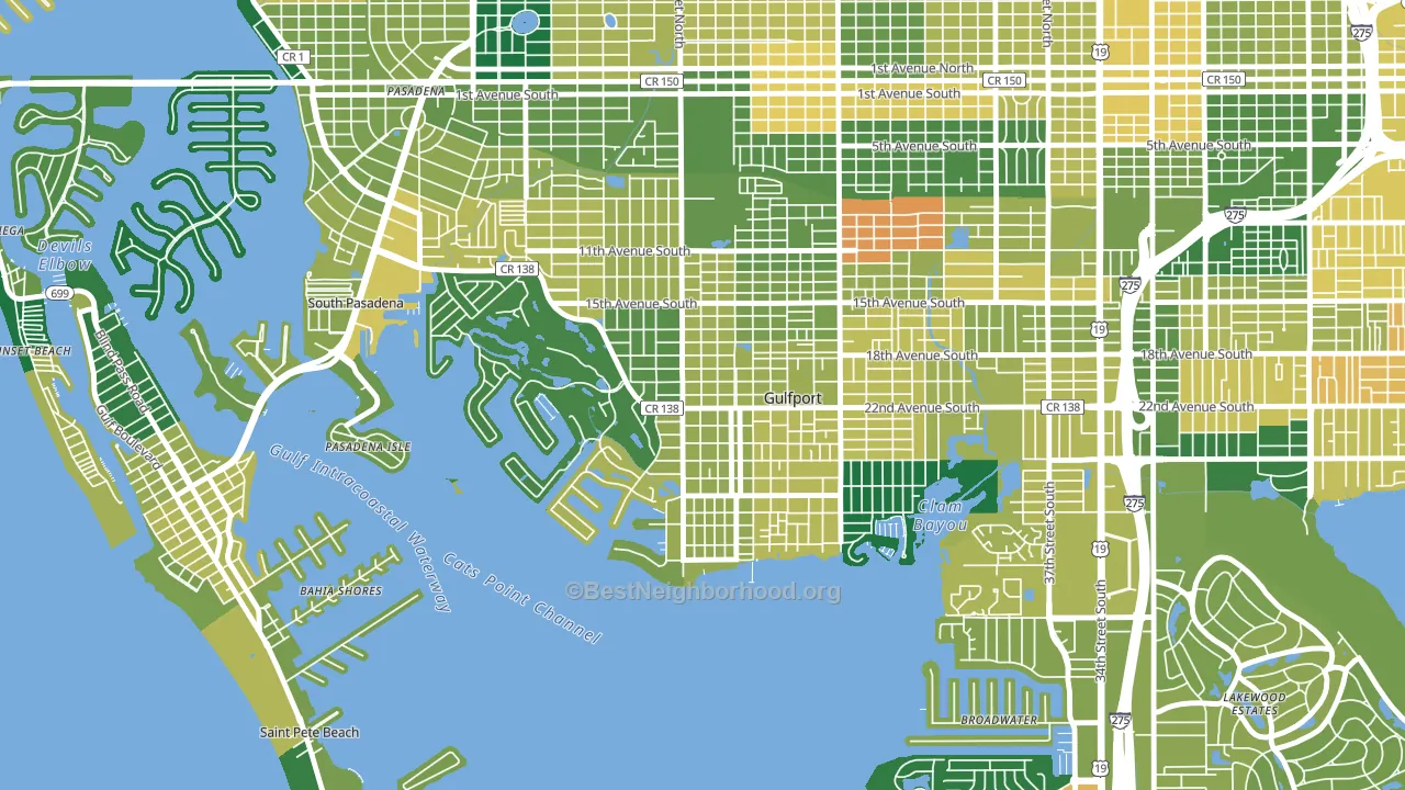 Gulfport, FL block-group voter-turnout map