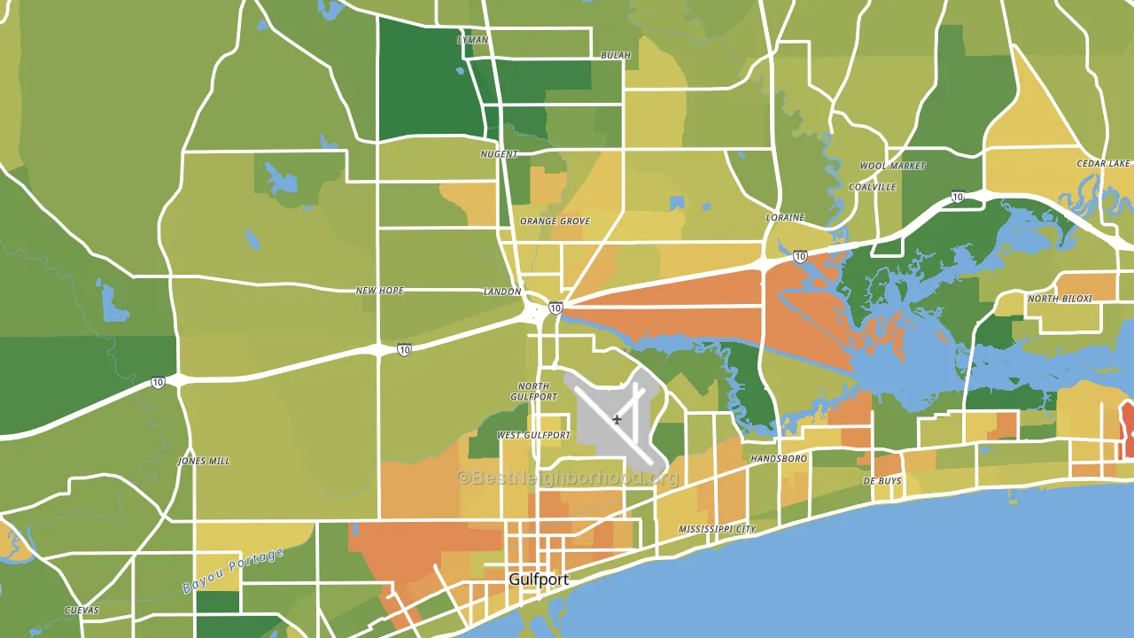 Gulfport, MS block-group voter-turnout map