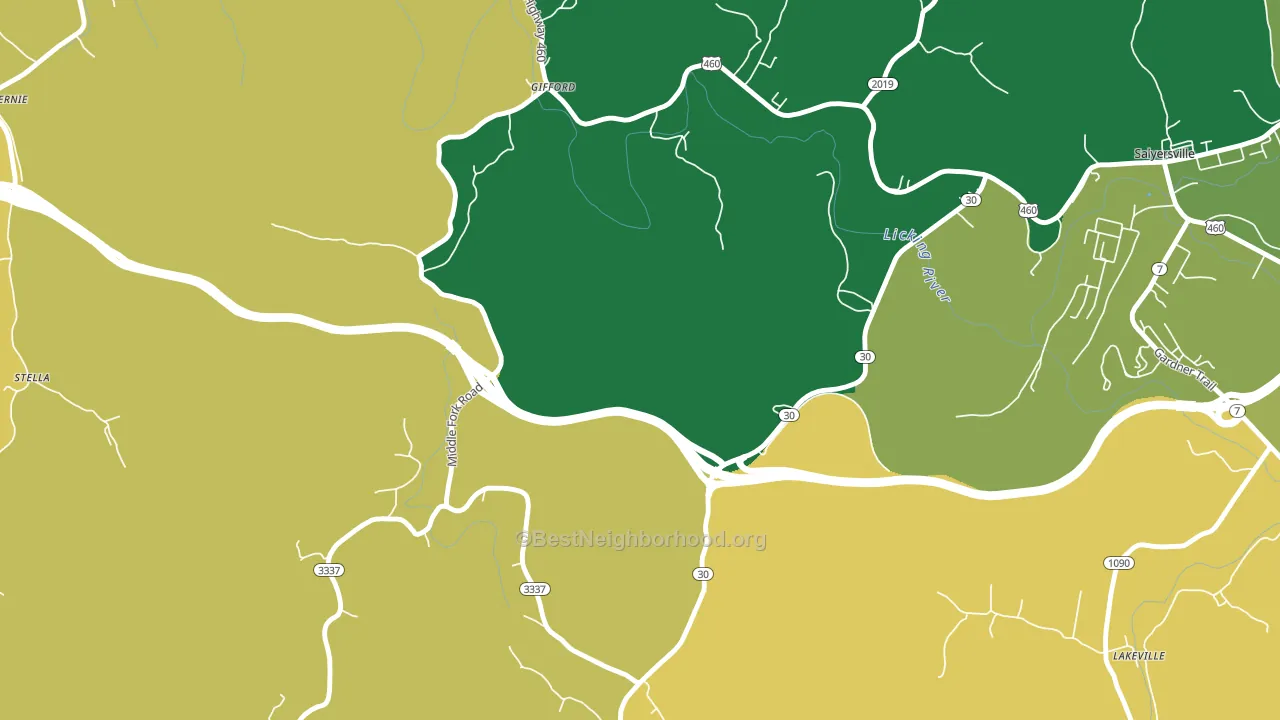 Gullett, KY block-group voter-turnout map