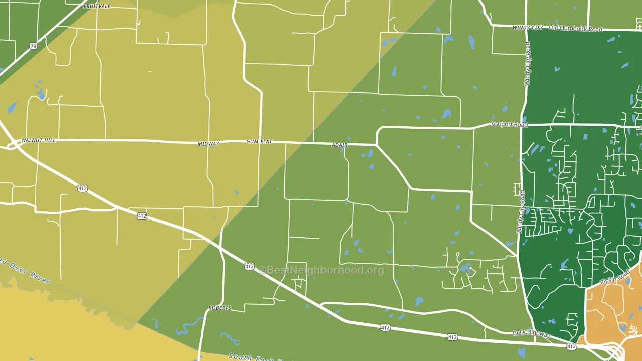 Gum Flat, TN block-group voter-turnout map