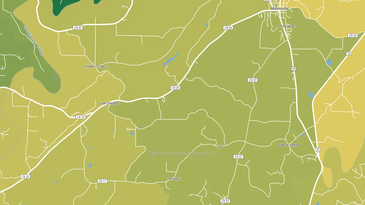 Gum Springs, AL block-group voter-turnout map