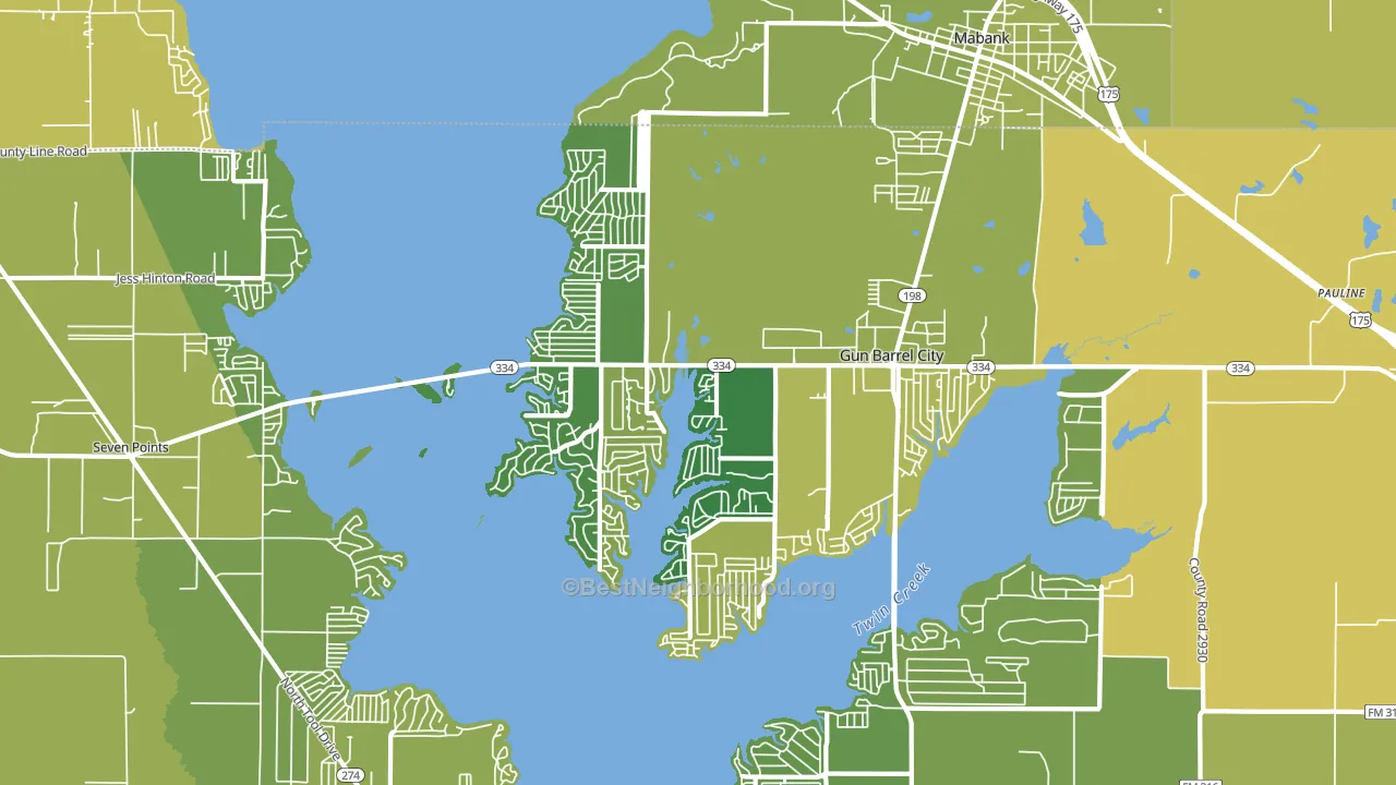 Gun Barrel City, TX block-group voter-turnout map