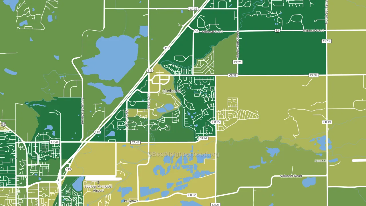Gunbarrel, CO block-group voter-turnout map