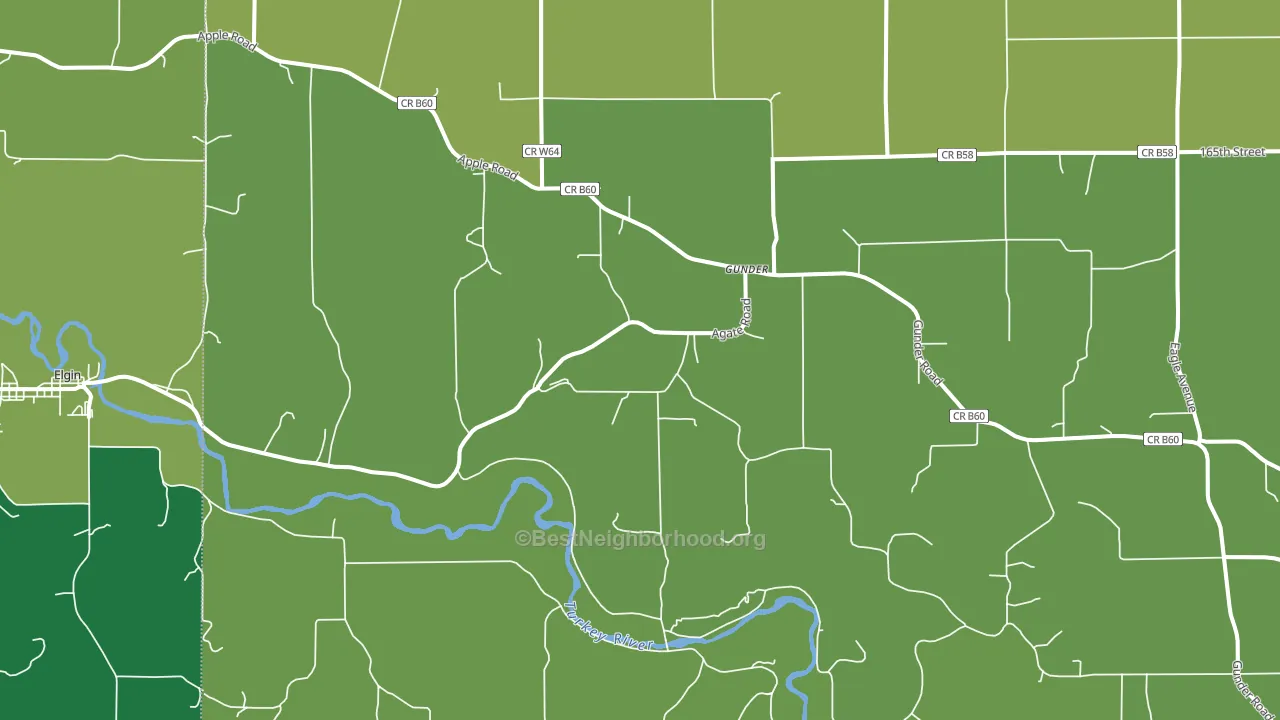 Gunder, IA block-group voter-turnout map