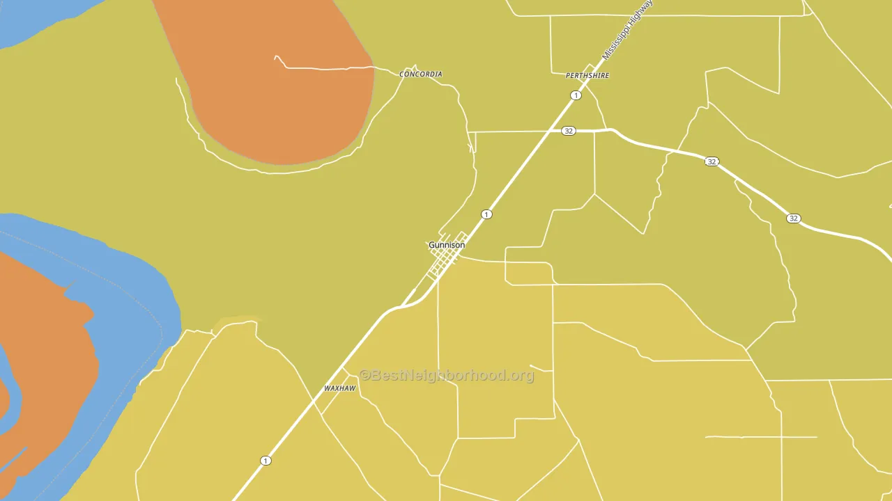 Gunnison, MS block-group voter-turnout map