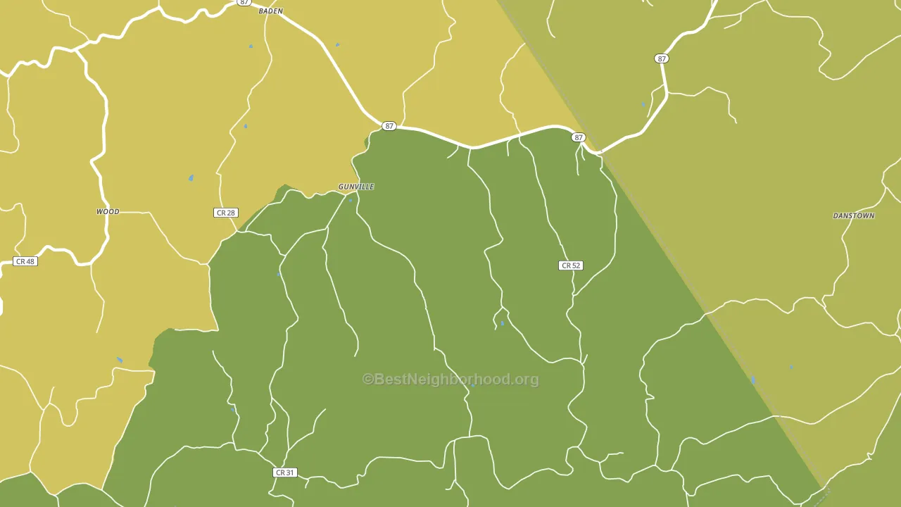 Gunville, WV block-group voter-turnout map