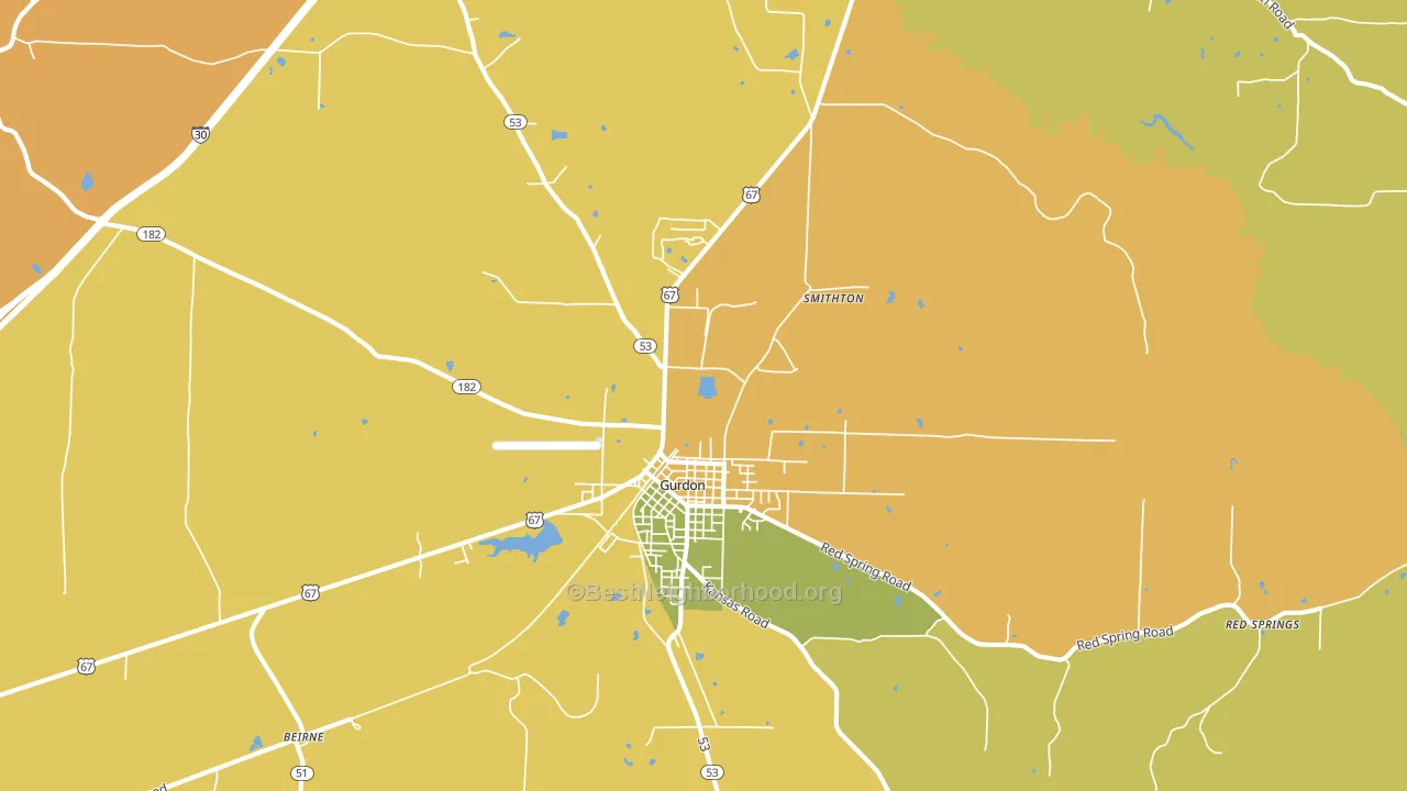 Gurdon, AR block-group voter-turnout map