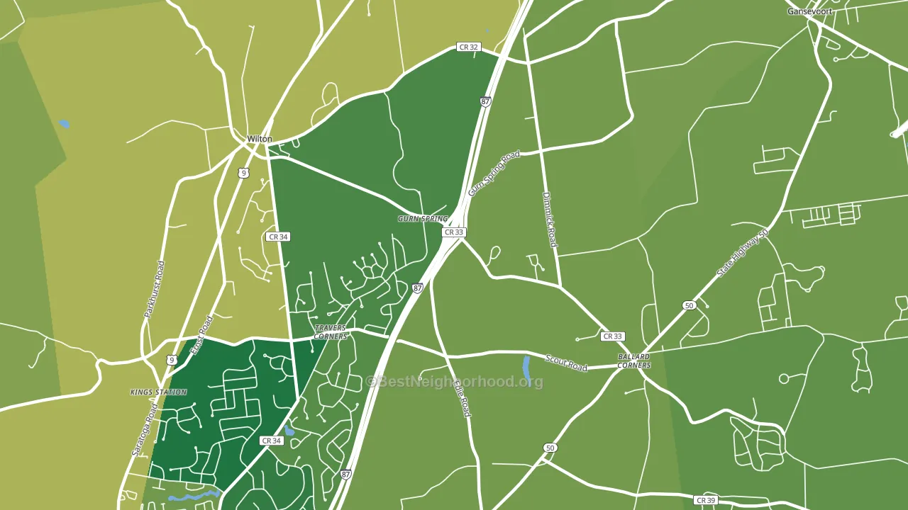 Gurn Spring, NY block-group voter-turnout map