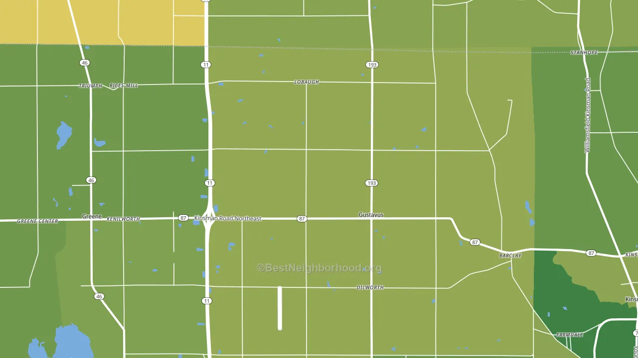 Gustavus, OH block-group voter-turnout map