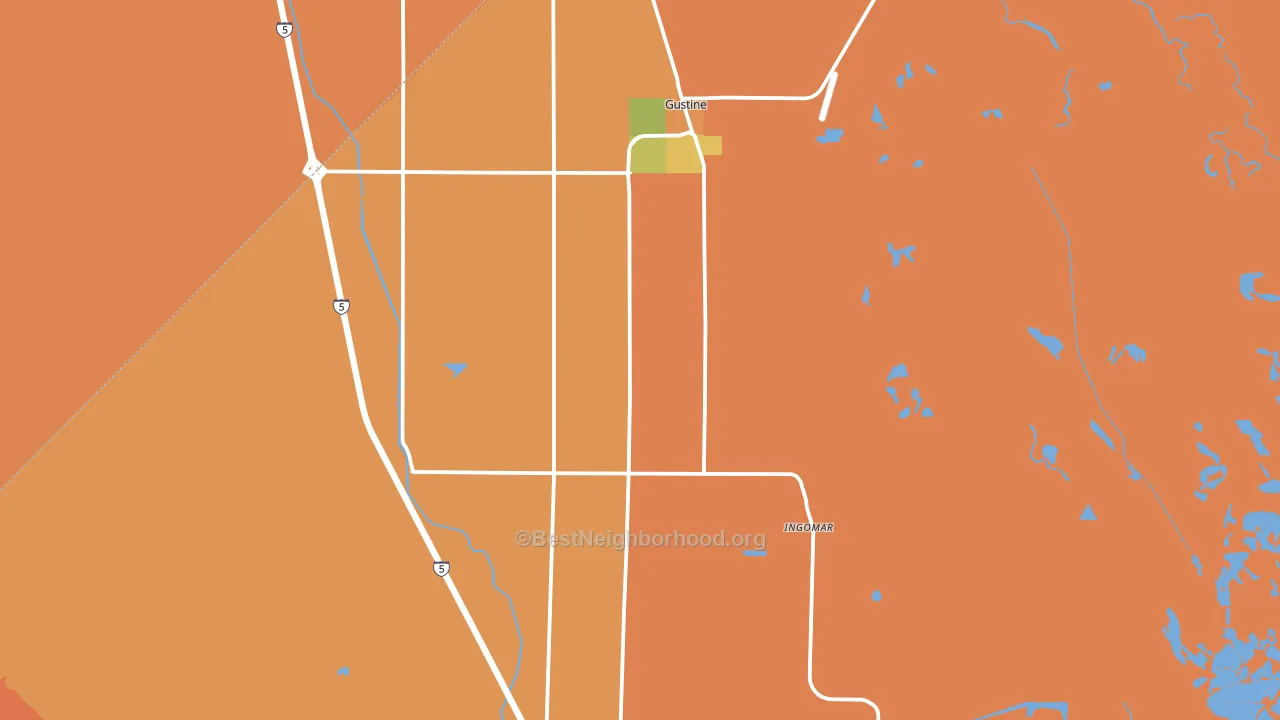 Gustine, CA block-group voter-turnout map