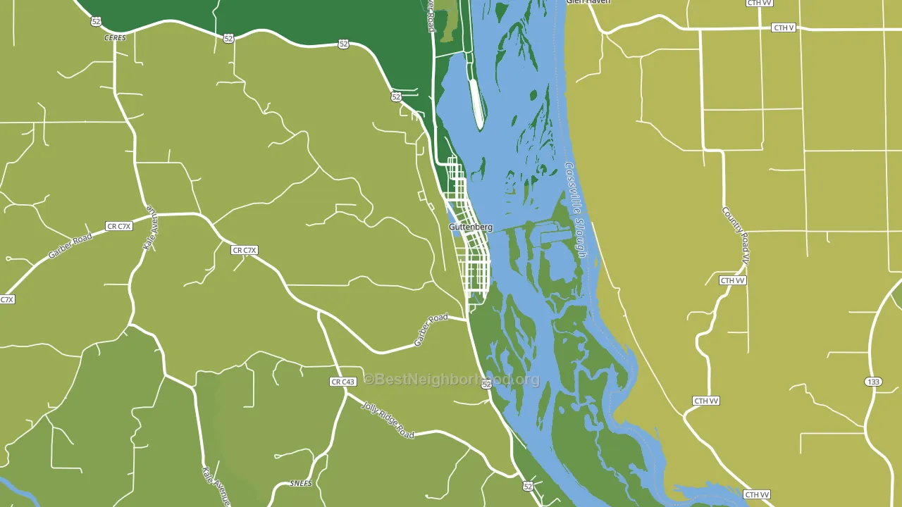 Guttenberg, IA block-group voter-turnout map