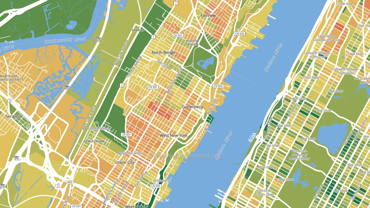Guttenberg, NJ block-group voter-turnout map