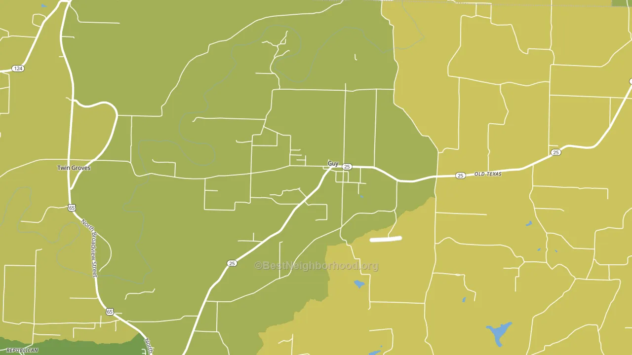 Guy, AR block-group voter-turnout map