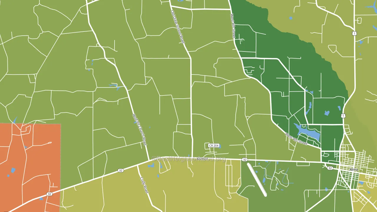 Guysie, GA block-group voter-turnout map