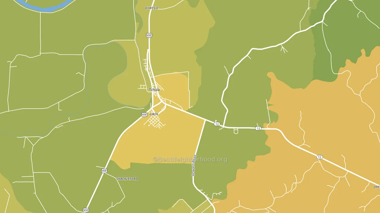 Gwin, MS block-group voter-turnout map