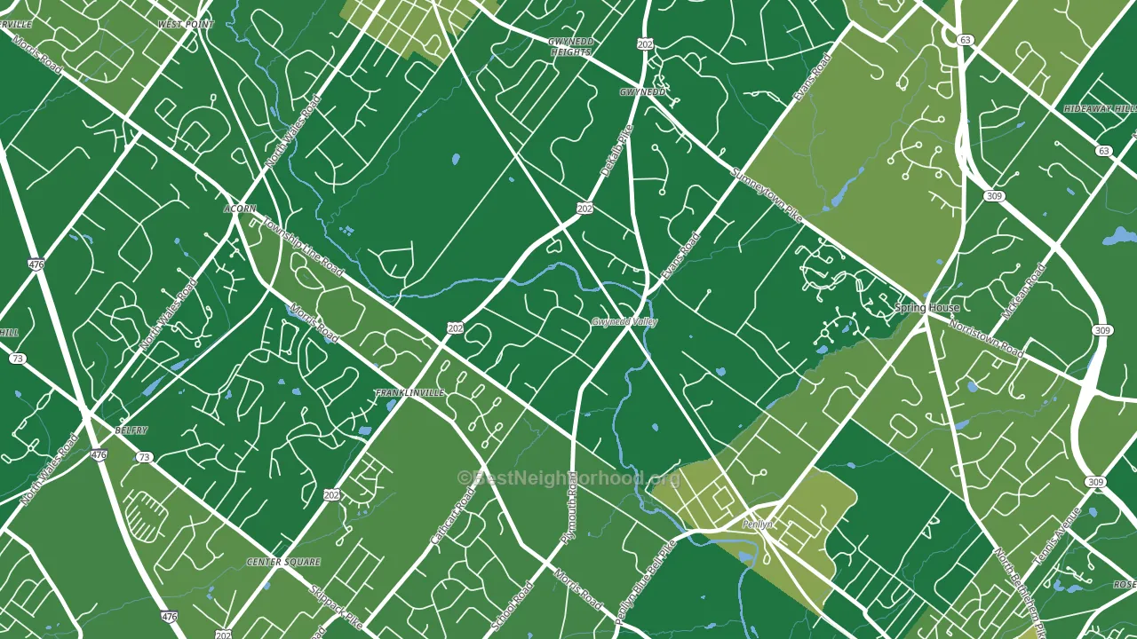 Gwynedd Valley, PA block-group voter-turnout map
