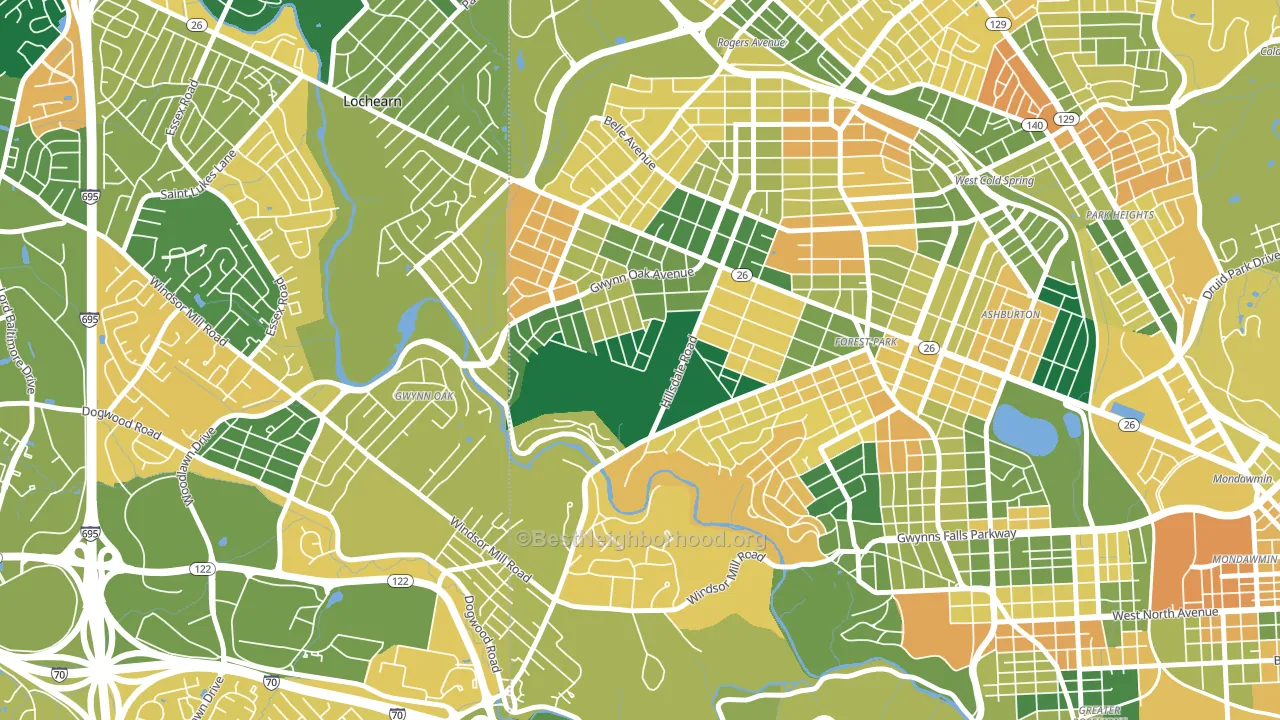 Gwynn Oak, MD block-group voter-turnout map