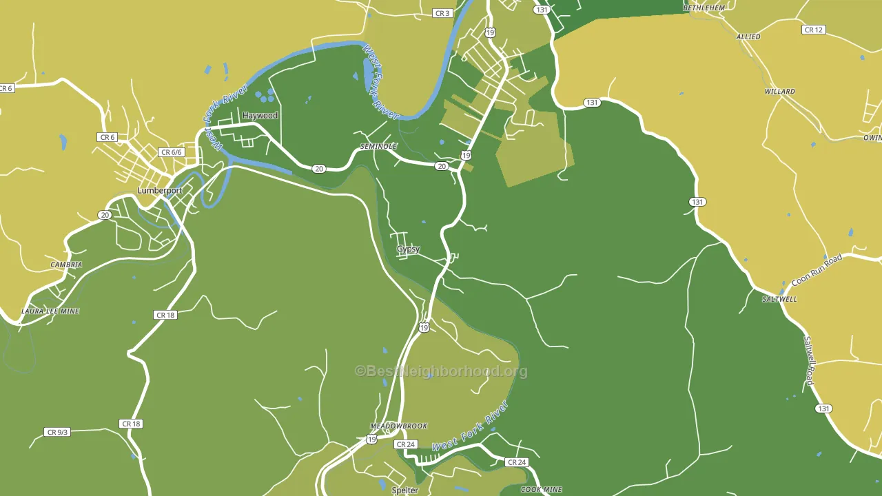 Gypsy, WV block-group voter-turnout map