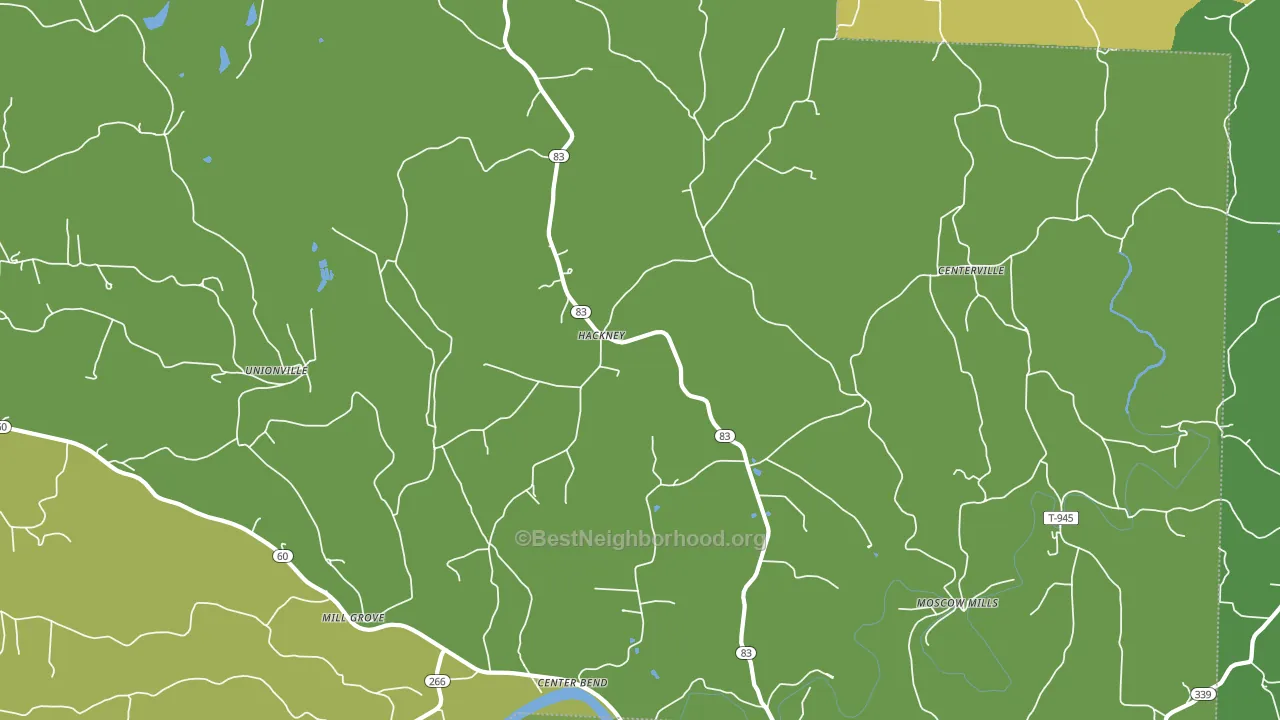 Hackney, OH block-group voter-turnout map
