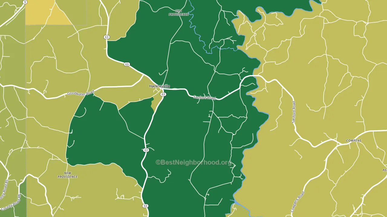 Hackneyville, AL block-group voter-turnout map