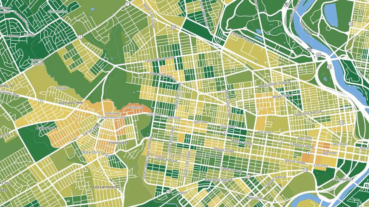 Haddington, Philadelphia, PA block-group voter-turnout map