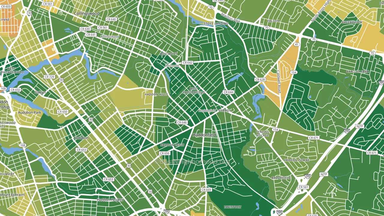 Haddonfield, NJ block-group voter-turnout map