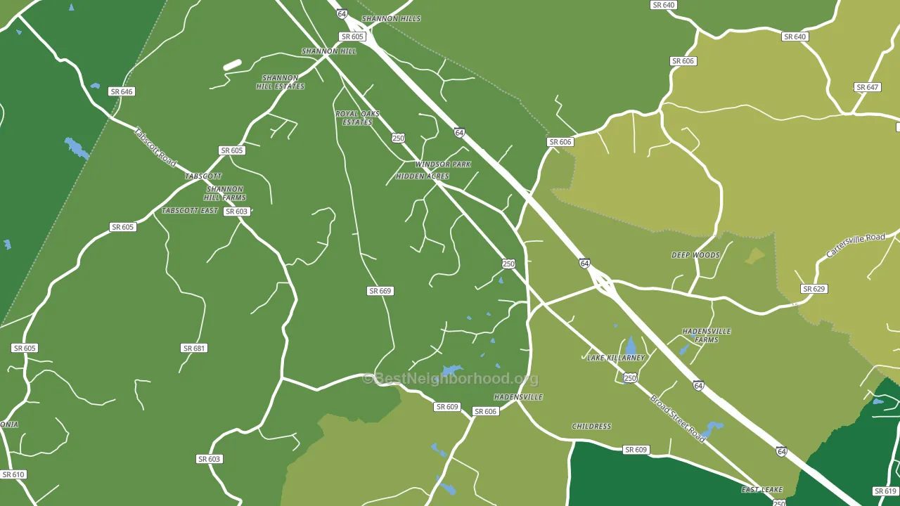 Hadensville, VA block-group voter-turnout map