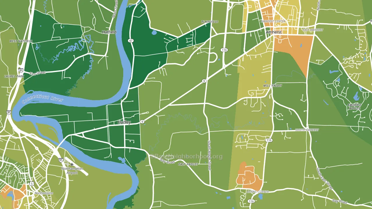Hadley, MA block-group voter-turnout map