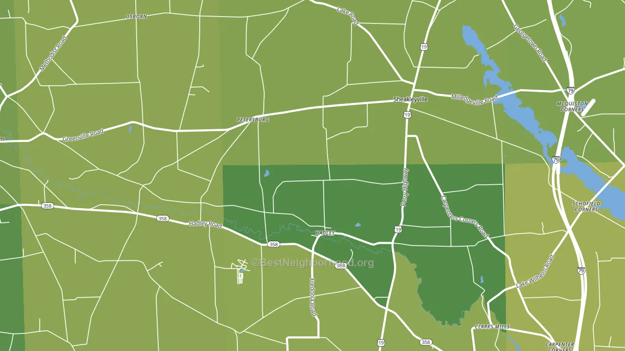 Hadley, PA block-group voter-turnout map