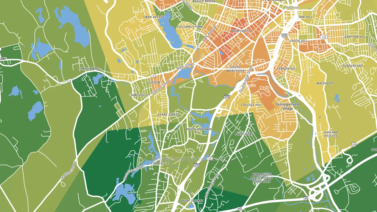 Hadwen Park, Worcester, MA block-group voter-turnout map