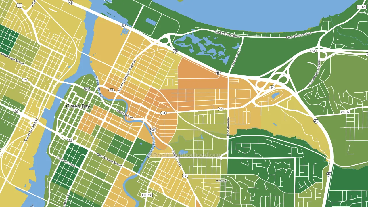 Haevers Corners, Green Bay, WI block-group voter-turnout map