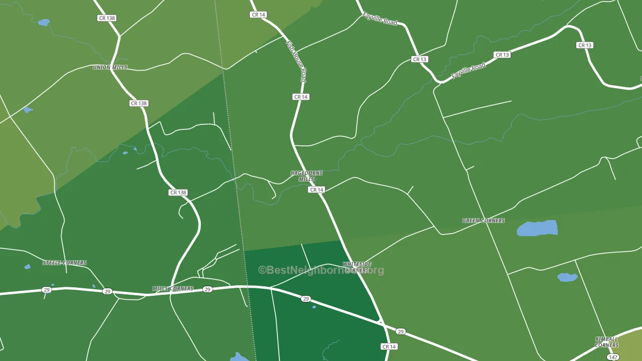 Hagedorns Mills, NY block-group voter-turnout map