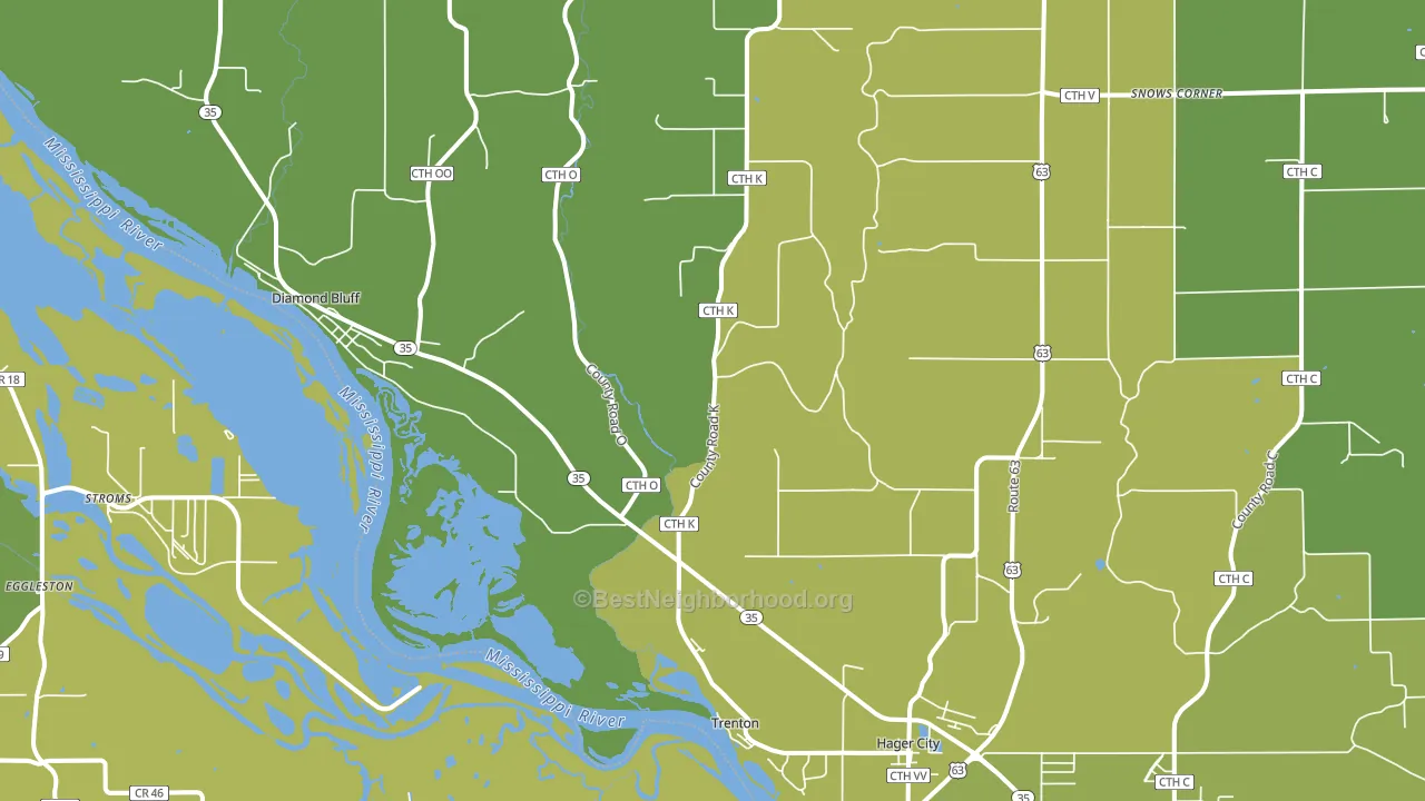 Hager City, WI block-group voter-turnout map