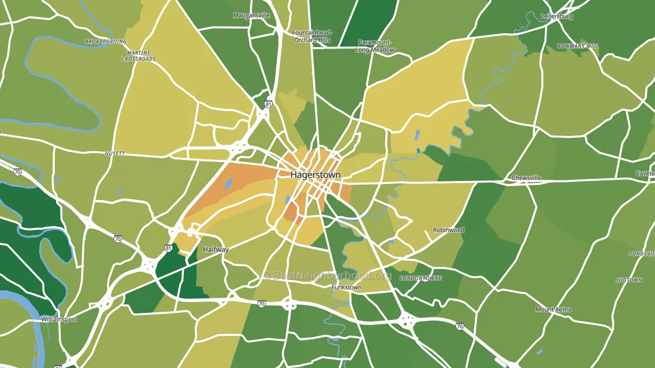 Hagerstown, MD block-group voter-turnout map