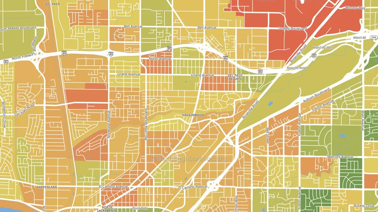 Hagginwood, Sacramento, CA block-group voter-turnout map