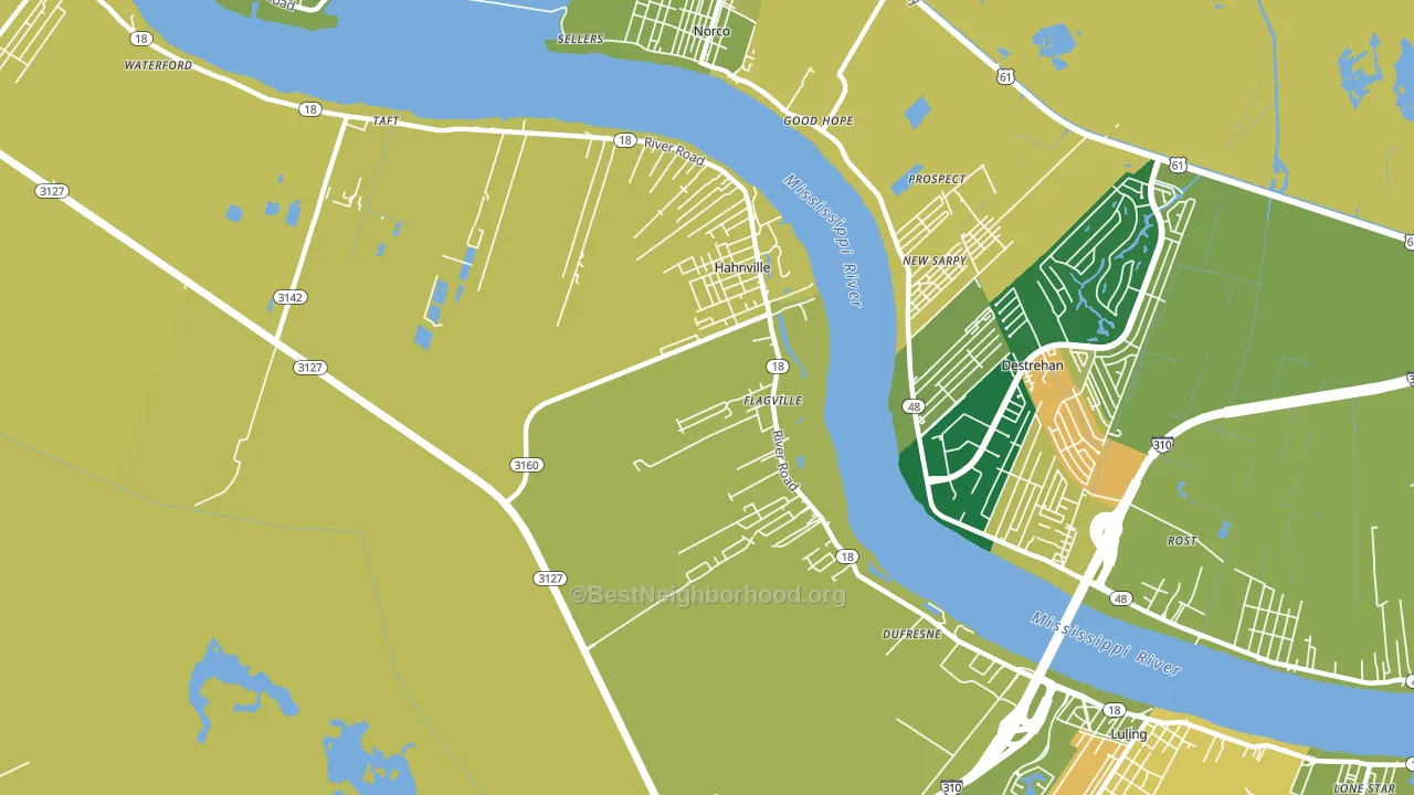 Hahnville, LA block-group voter-turnout map