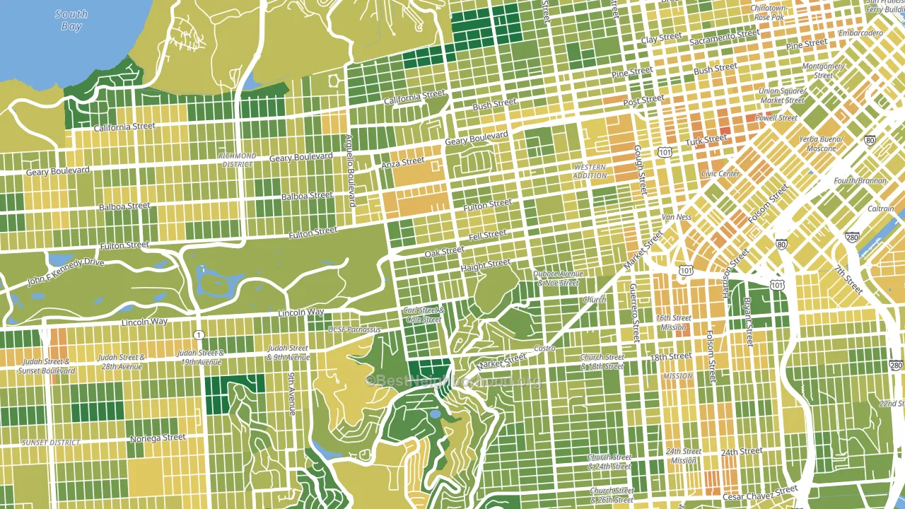 Haight-Ashbury, San Francisco, CA block-group voter-turnout map