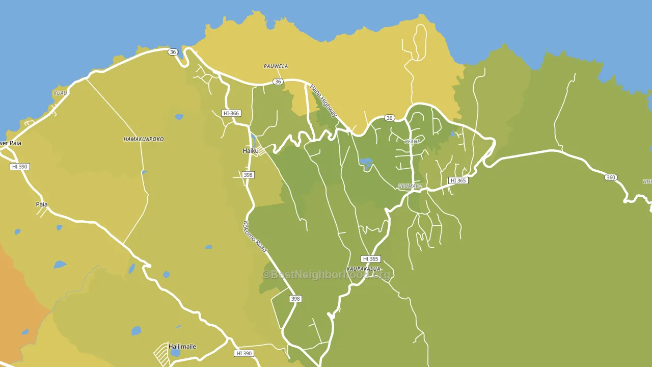 Haiku-Pauwela, HI block-group voter-turnout map