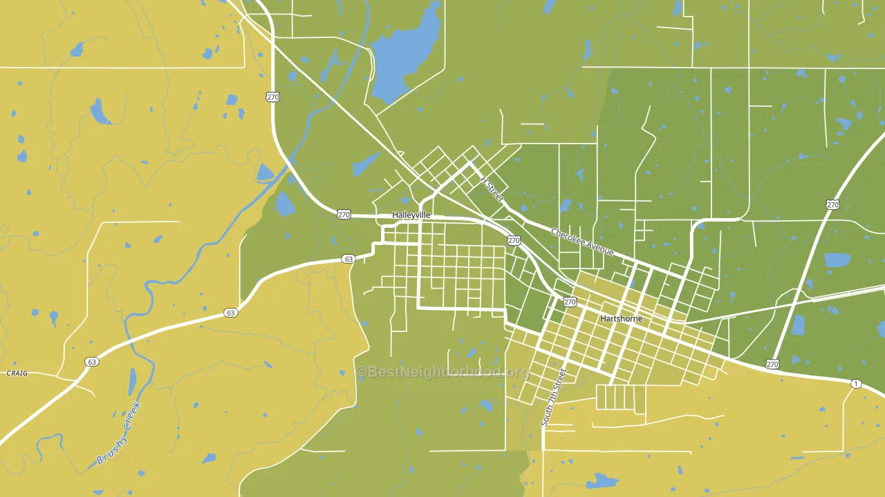 Haileyville, OK block-group voter-turnout map