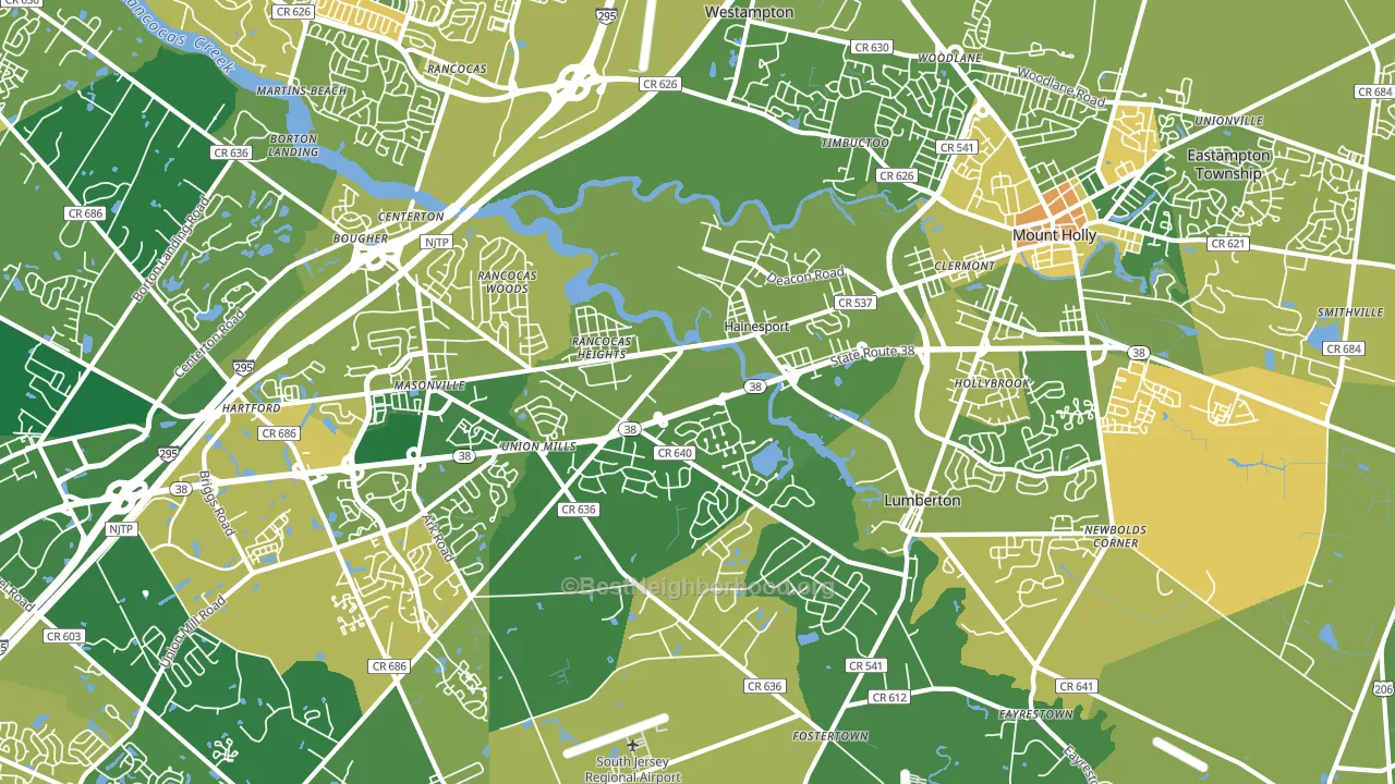 Hainesport, NJ block-group voter-turnout map
