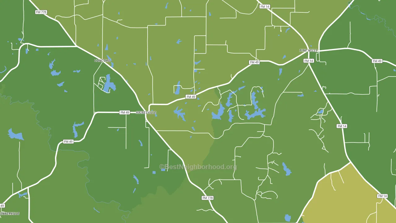 Hainesville, TX block-group voter-turnout map