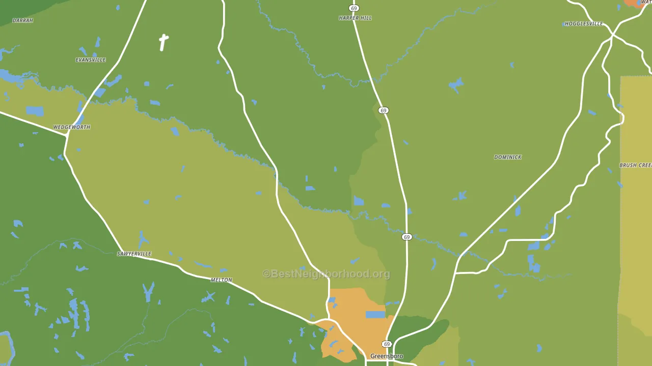 Hale County, AL block-group voter-turnout map