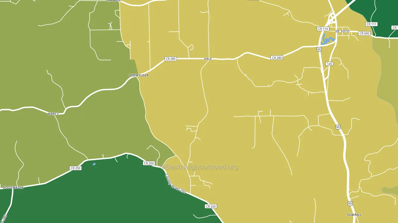 Hale, MS block-group voter-turnout map