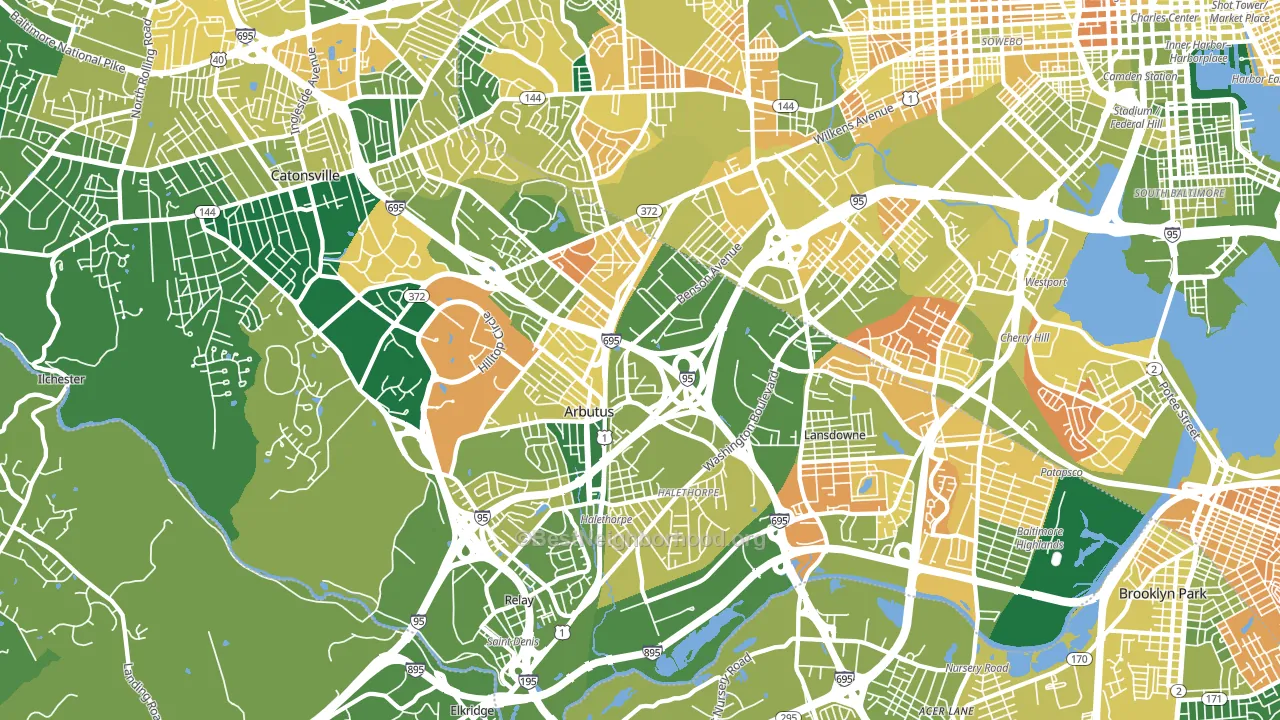 Halethorpe, MD block-group voter-turnout map