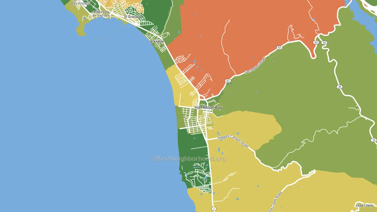Half Moon Bay, CA block-group voter-turnout map