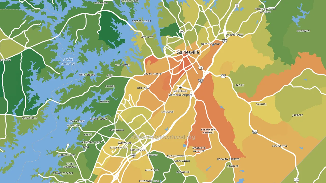 Hall County, GA block-group voter-turnout map