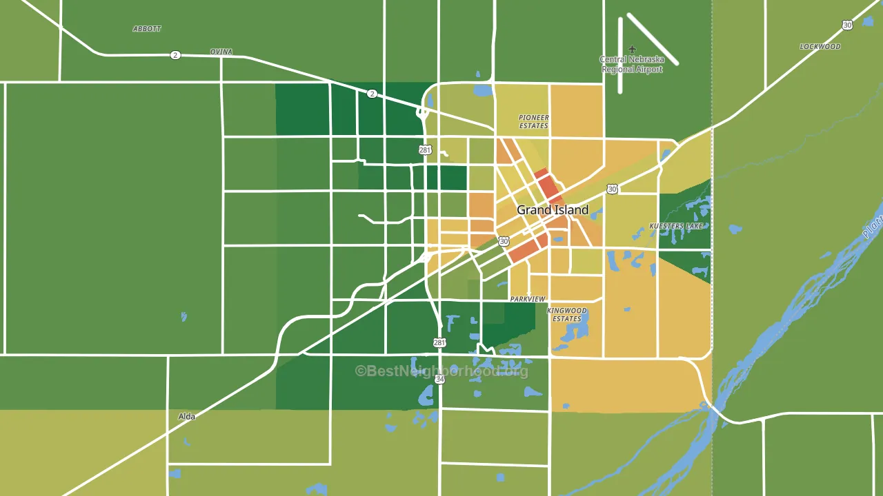 Hall County, NE block-group voter-turnout map