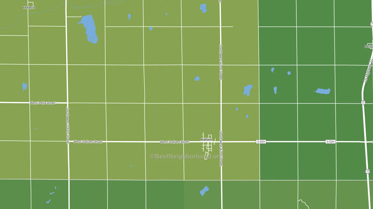 Hallam, NE block-group voter-turnout map