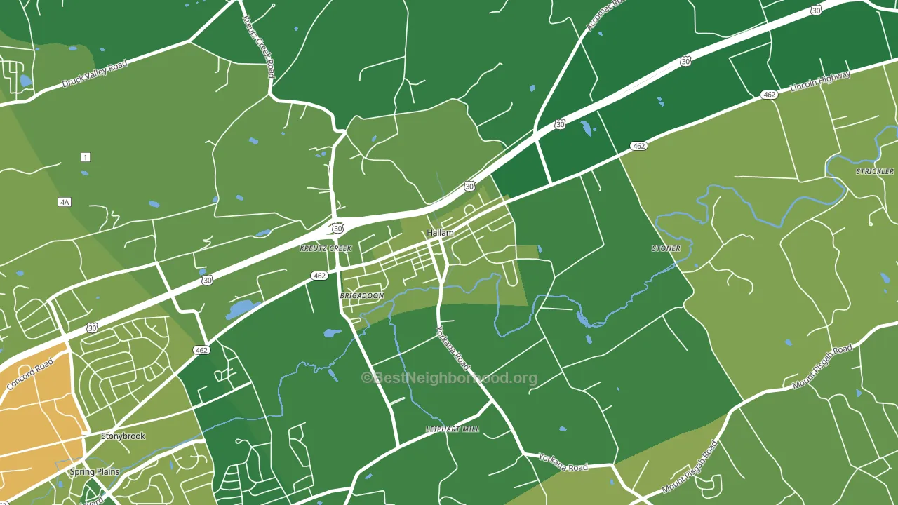 Hallam, PA block-group voter-turnout map