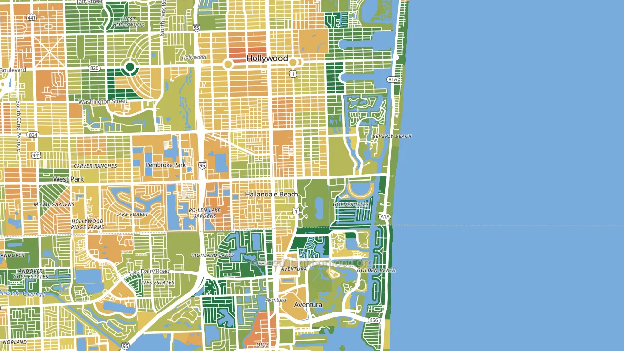 Hallandale Beach, FL block-group voter-turnout map